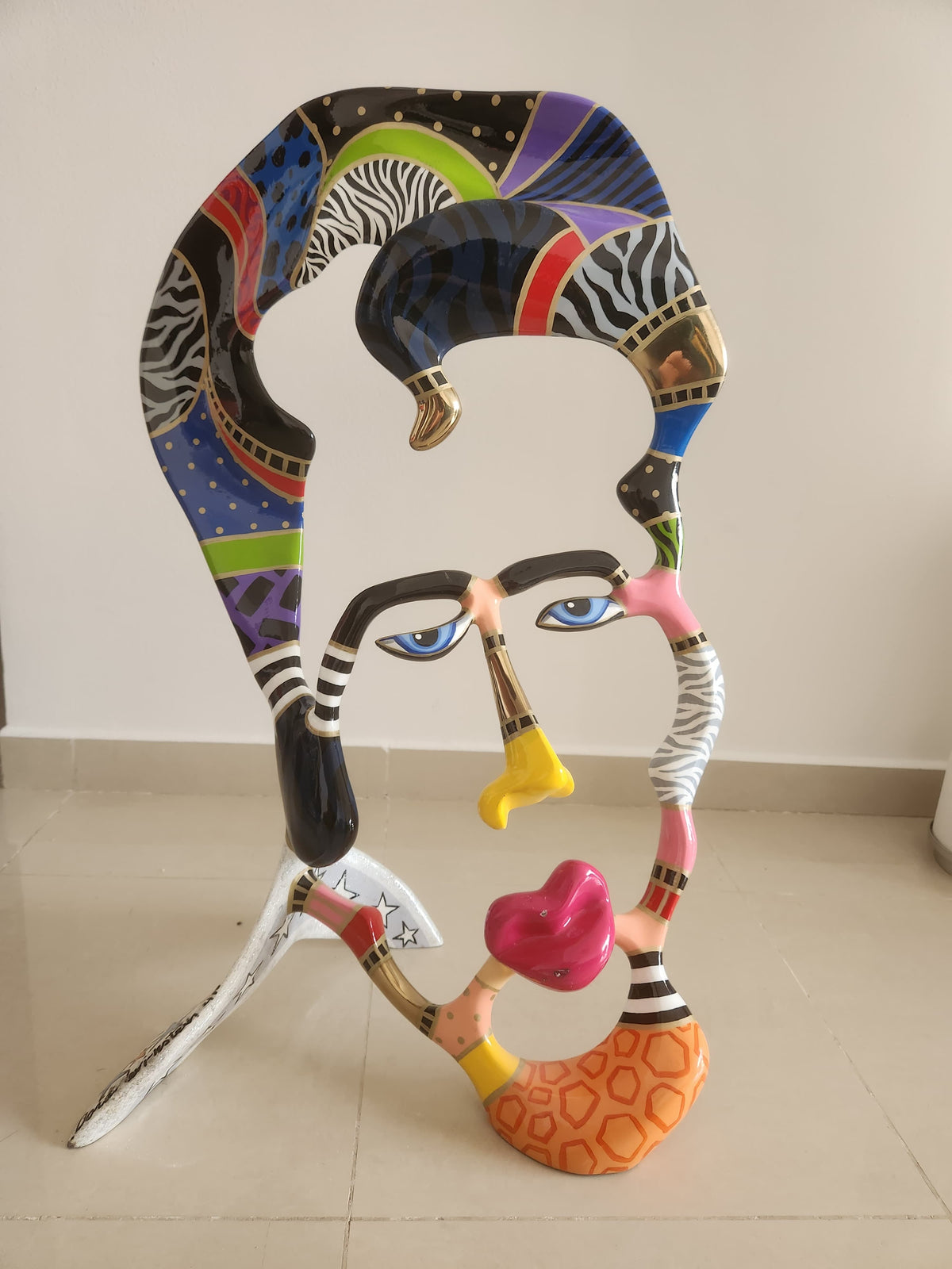 Dorit Levinstein – Painted Face Sculpture – Signed & Dated 2018